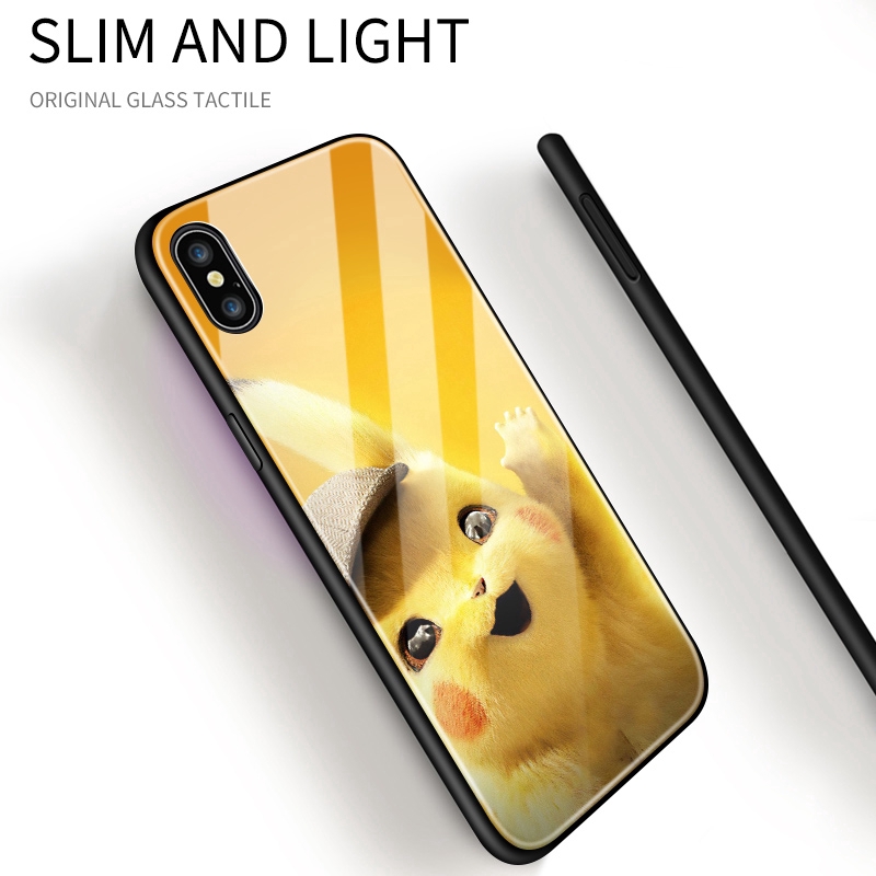 Ốp điện thoại kính cường lực hình Pikachu cho Nokia X6 X7 6.1 Plus 7.1 Plus 7 Plus 8.1