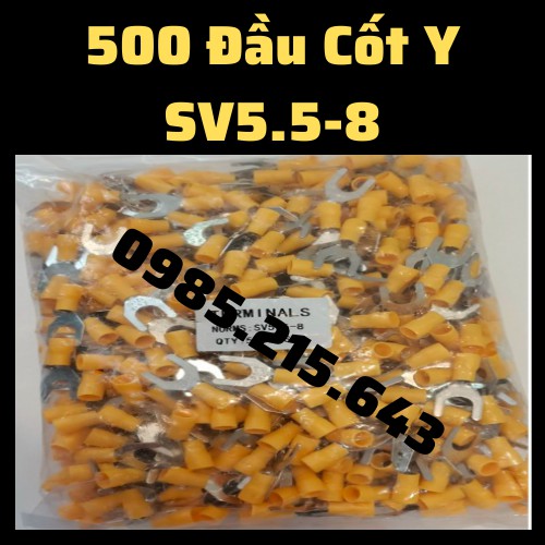 500 Đầu cos chữ Y SV5.5-8,  đầu cos dây điện, cốt chẻ, sv5.5-8, cốt Y5.5-8