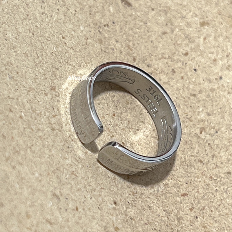 Nhẫn Thép Titan Khắc Chữ Số La Mã Sáng Tạo Thời Trang