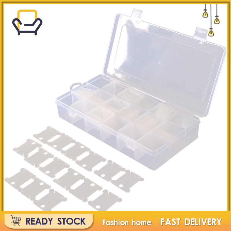 Hộp Đựng 18 Ngăn + 100 Cuộn Chỉ Thêu Bằng Nhựa