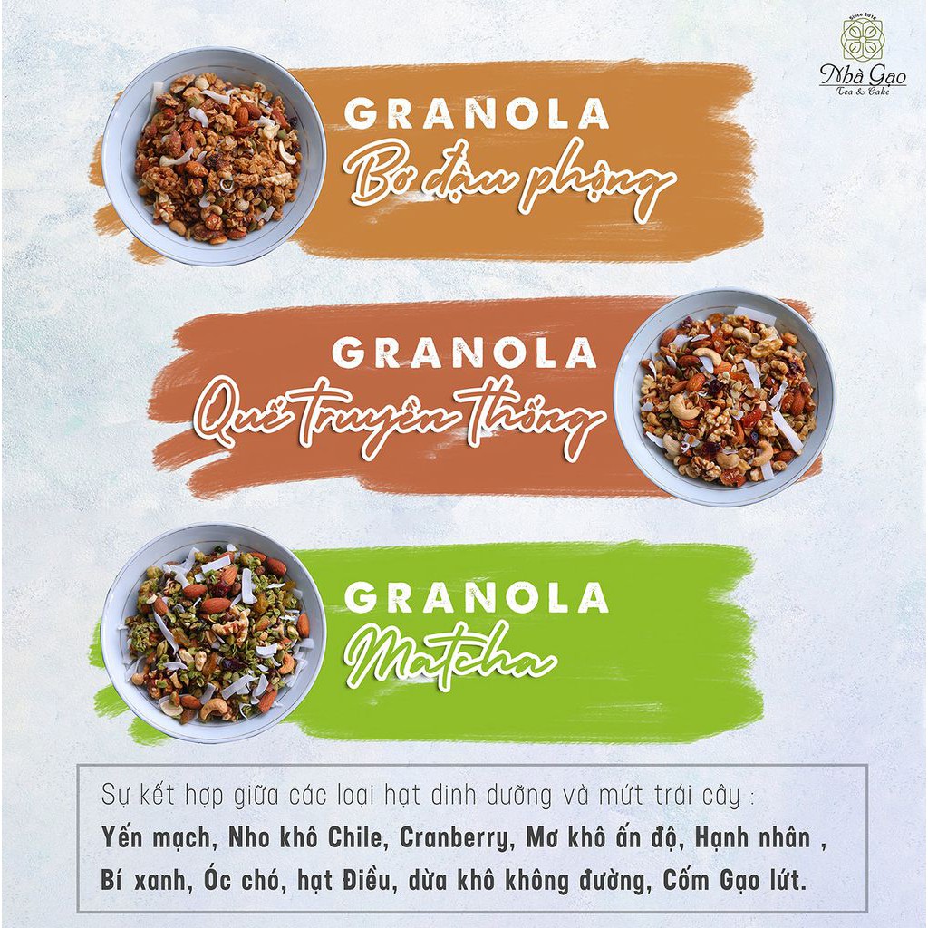 Granola vị trà xanh siêu hạt dinh dưỡng Nhà Gạo