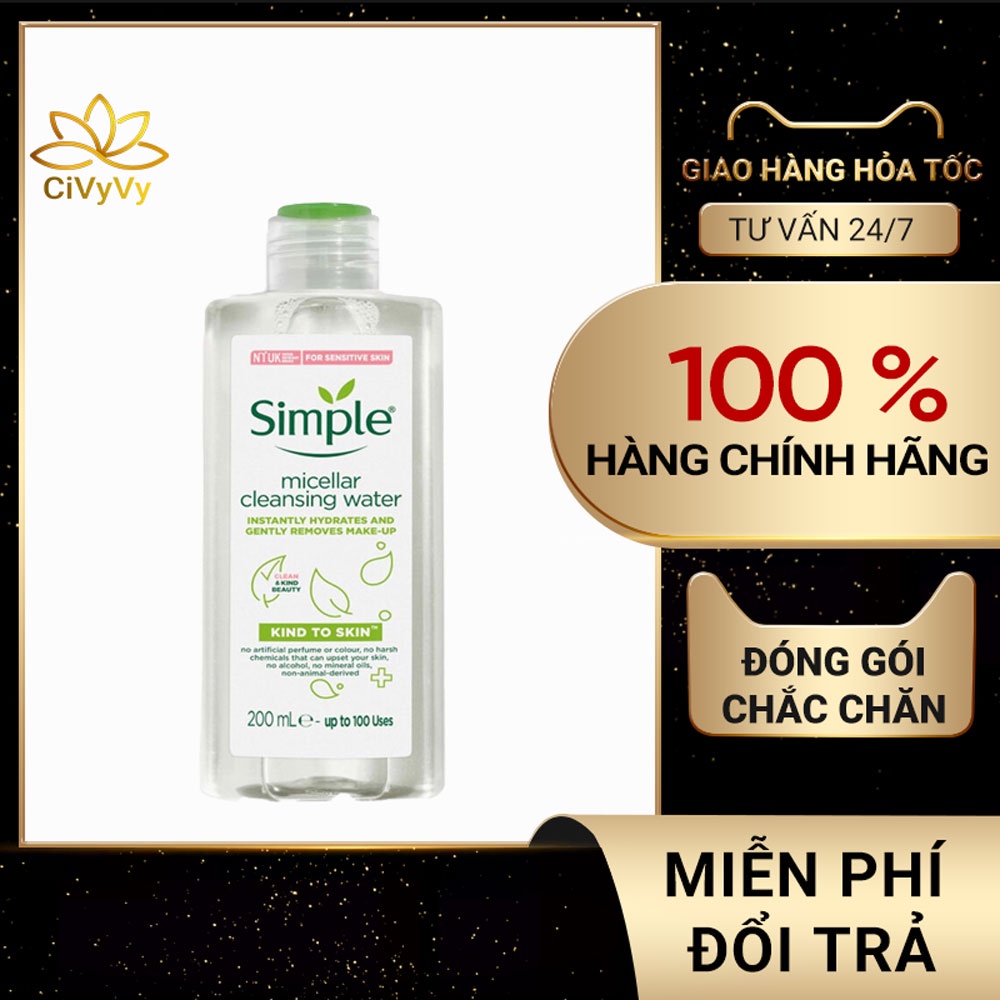 Nước Tẩy Trang Simple Kind To Skin Micellar Cleansing Water 200ml