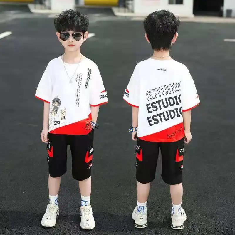 Set Đồ Mùa Hè 2 Món Gồm Áo Tay Ngắn + Quần Ống Rộng Dành Cho Bé Từ 3-4 - 5-6 - 7-8 - 9-10 - 11-12 - 13-14 - 1 Áo Thun Kích Thước 110-160cm