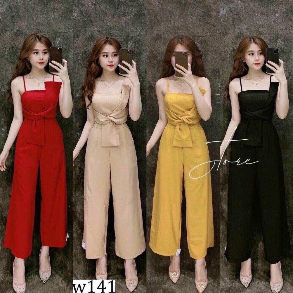 T73-Jumpsuits Hai Dây Umi Cao Cấp xoắn ngực đỏ vàng đen nude thời trang dự tiệc tasa