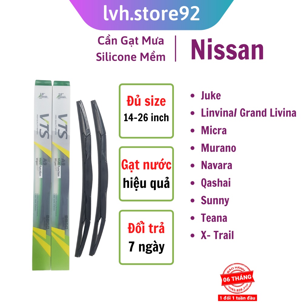 Cần gạt mưa ô tô Nissan Juke, Micra, Murano, Navara, Qashai Thanh 3 khúc A9 Lưỡi Silicone BH 6 tháng -lvh.store92