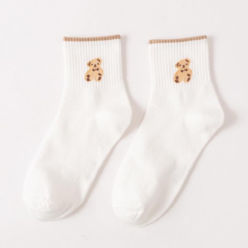 ❤️ Tất dệt kim cổ cao thêu gấu Phong Cách Vintage Hàn Quốc Mẫu tcc2 ❤️