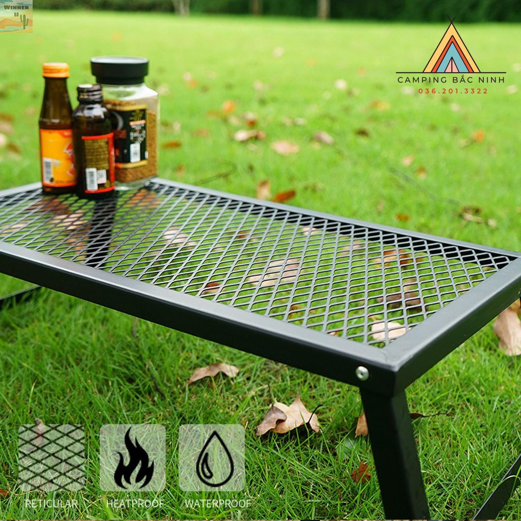 Bàn lưới đa năng đựng đồ kiêm bếp nướng BBQ gấp gọn