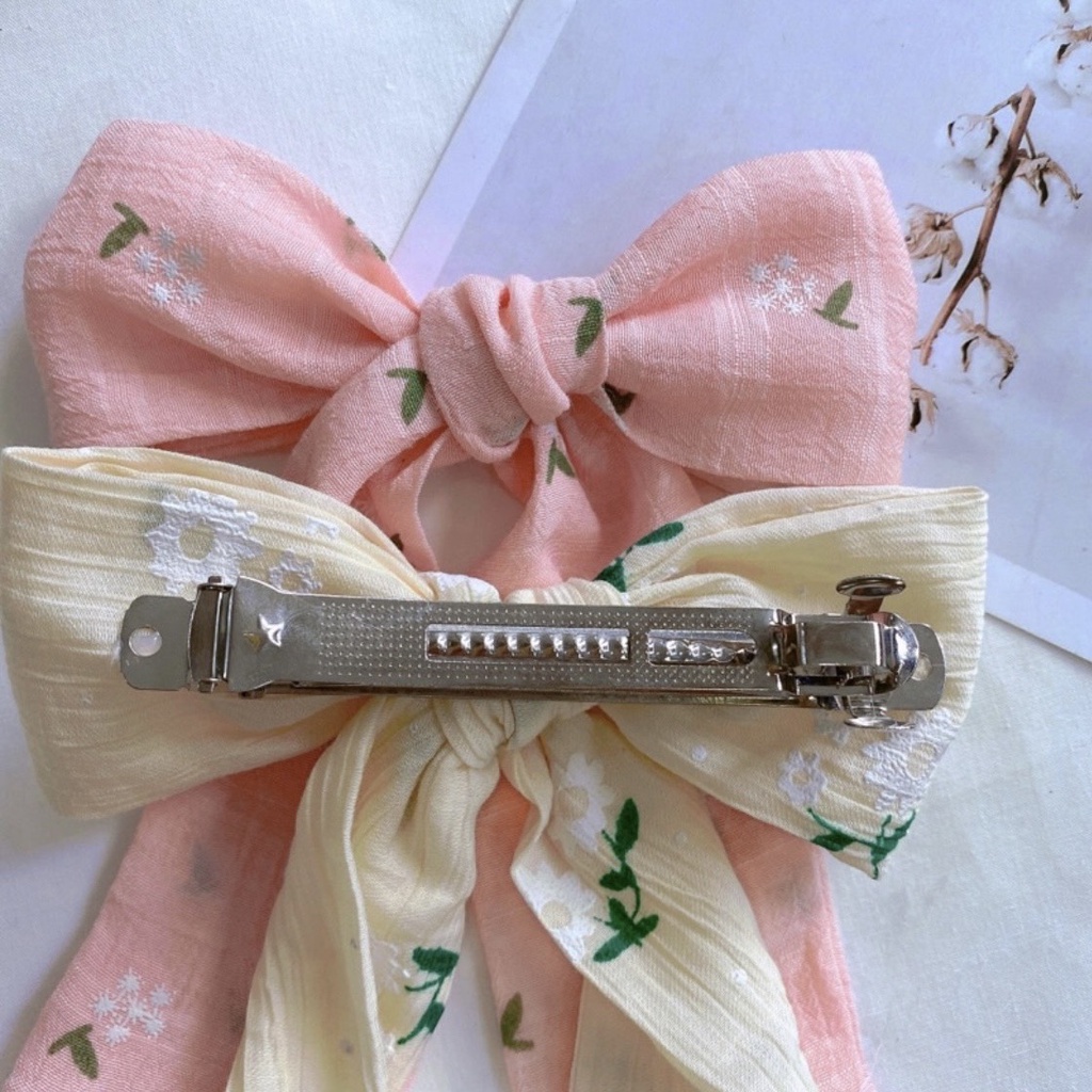 [Handmade] Kẹp tóc nữ phong cách retro, vintage nơ đuôi dài cho tóc thêm xinh