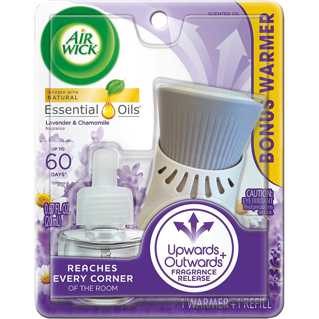 Bộ 1 chai tinh dầu + 1 máy phát Air Wick plug in Scented Oil Starter Kit Lavender &amp; Chamomile Air Freshener (Mỹ)