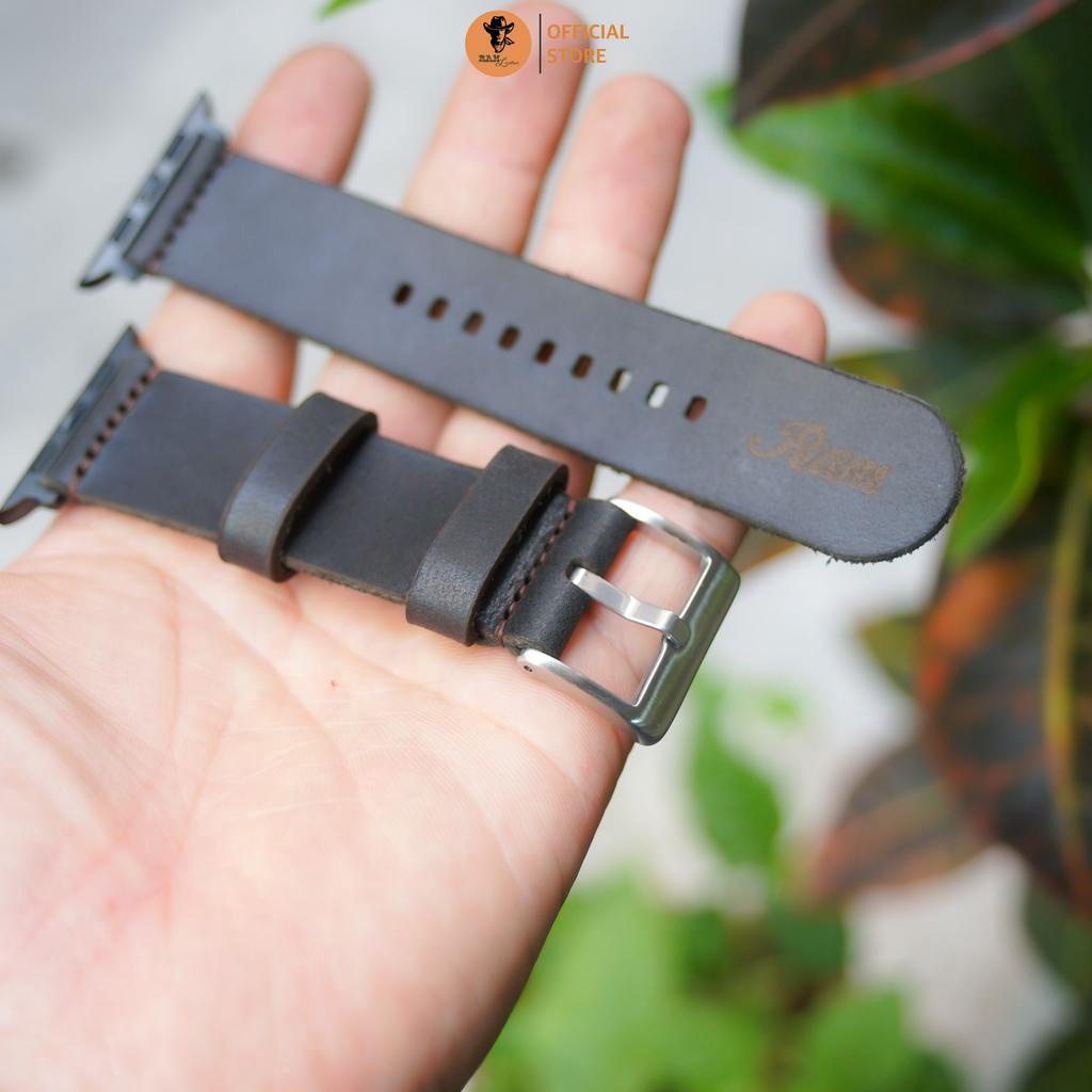 Dây Đồng Hồ AW 1,2,3,4,5,6,7,8, AW Ultra Da Bò Đen Bền Đẹp RAM Leather Simple