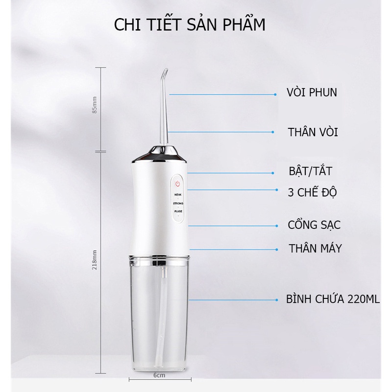Máy Tăm Nước Tích Điện Cầm Tay Thông Minh, Tăm Nước Cầm Tay Đa Năng - Bảo Hành 12 Tháng