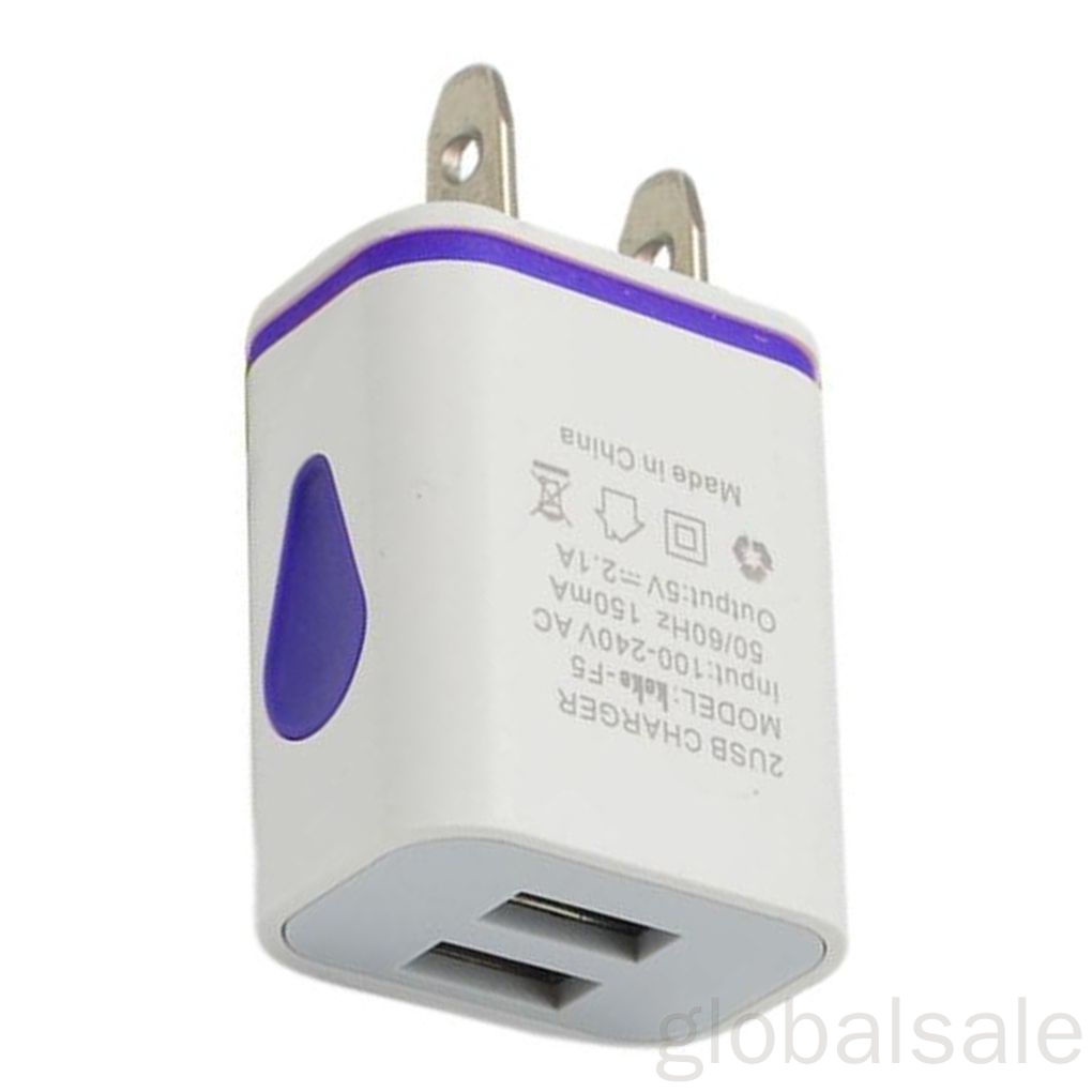 Củ sạc nhanh hai cổng USB 2A có đèn LED tiện lợi dành cho điện thoại