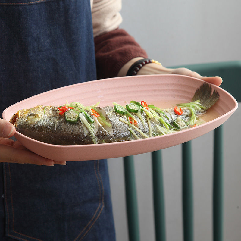 Đĩa hình chữ nhật 30cm bằng rơm lúa mì nhiều màu sắc dùng được cho lò vi sóng