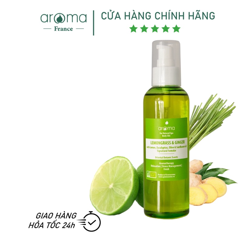 Tinh Dầu Massage Body Aroma Thiên Nhiên 100mL Sả Gừng - Lemongrass & Ginger Oil Spa