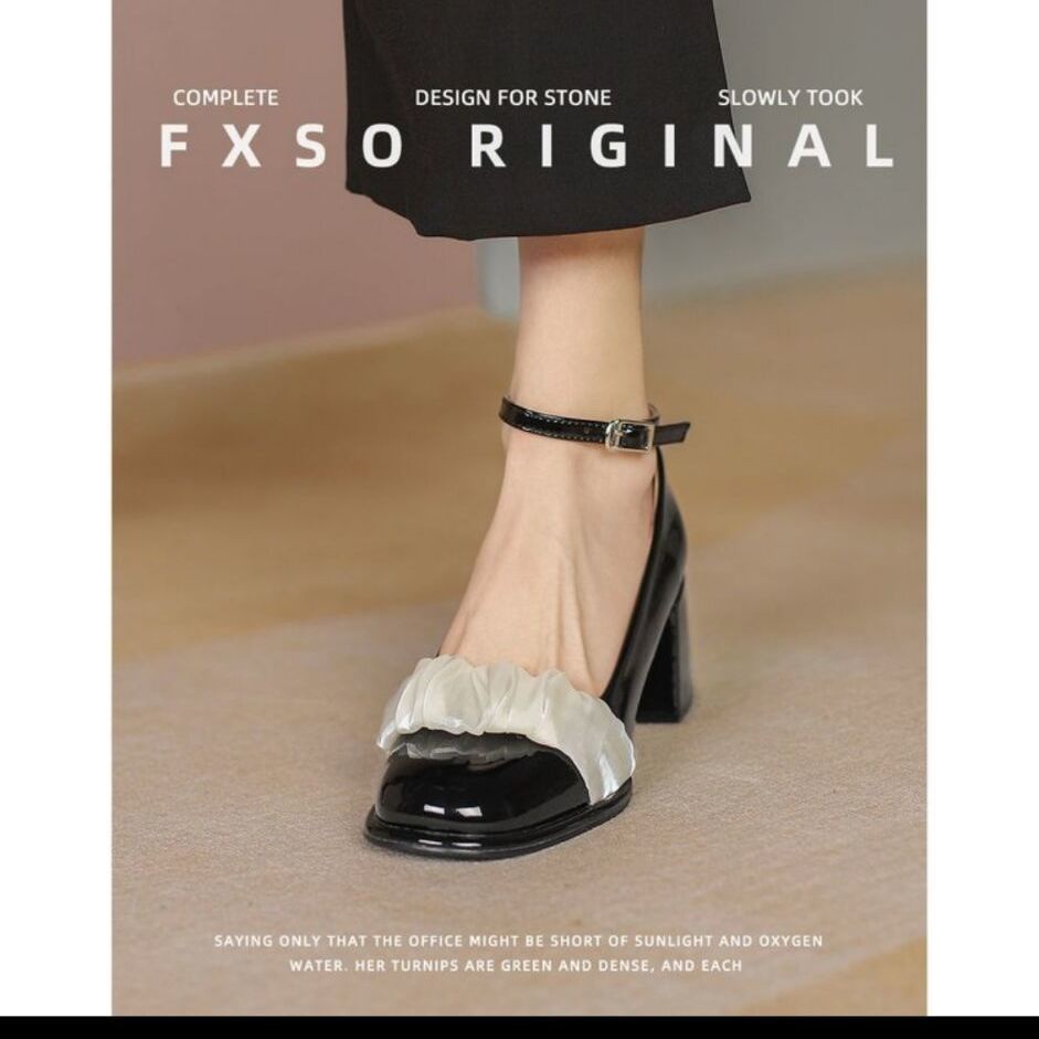 2023 Đôi Giày Cao Gót Mới Thiết Kế Thoải Mái Dễ Phối Đồ Phong Cách Mary Jane, được làm bằng da