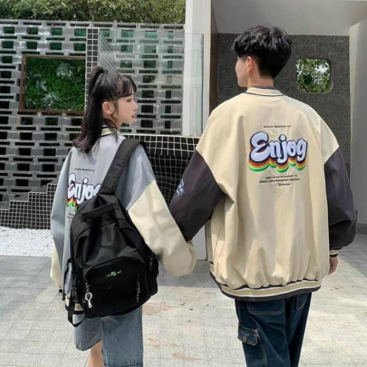 Áo khoác Bomber dù ENJOG form rộng 2 lớp nam nữ Unisex siêu phẩm KMG