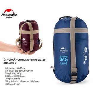 Túi ngủ siêu nhỏ gọn chính hãng NatureHike LW180 - NH15S003-D