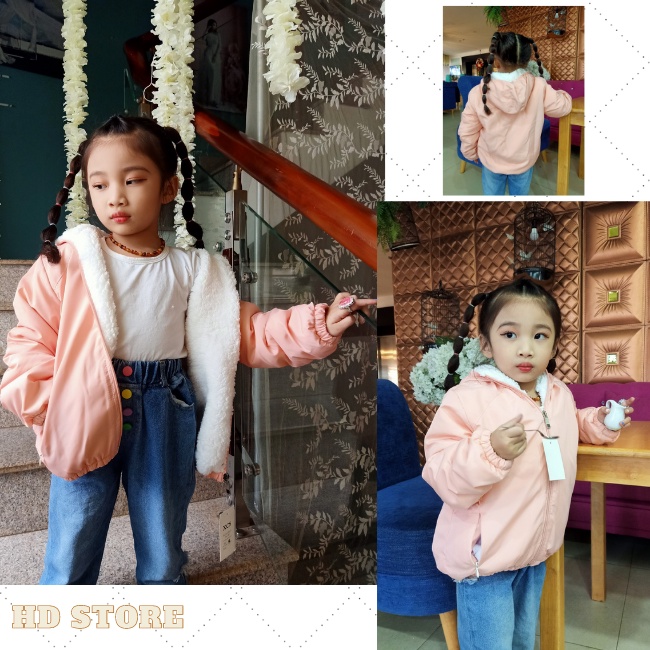 áo khoác phao lót lông bé gái bé trai size đại cute 5 đến 14 tuổi phong cách basic hiện đại 0191