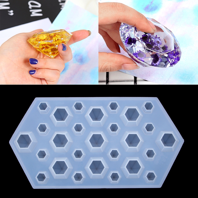 Diamond Gem Ice Cube Tray Mould Clear Mold Silicone DIY Maker Freeze Handmade