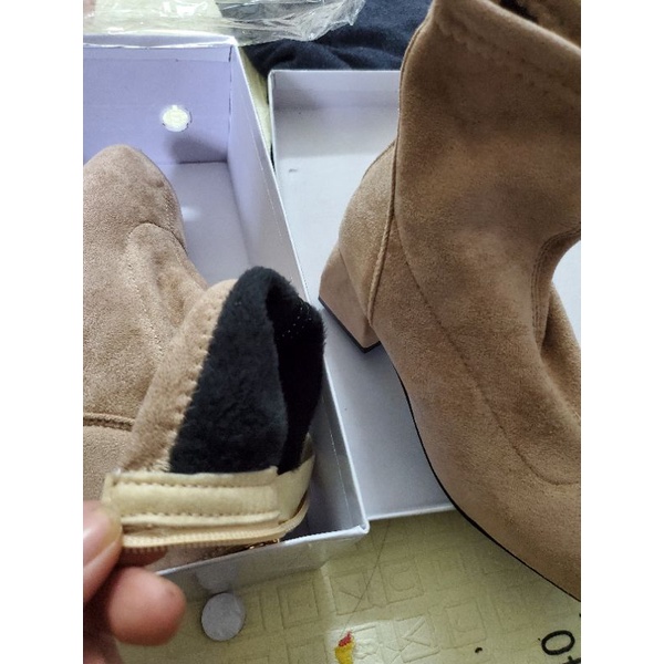 Giày Bốt Da Lộn Nữ,Boots Cao Cổ Đế Vuông 5cm, Có Lót Lông Khoá Kéo Sau A88