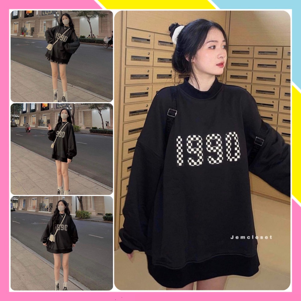 Áo Sweater BLACK 1990 UNISEX Nam Nữ Form Dáng Trơn Rộng Dài Tay Nỉ Bông Dày Dặn Cổ Tròn Giá Rẻ Hàn Quốc Ulzzang | BigBuy360 - bigbuy360.vn