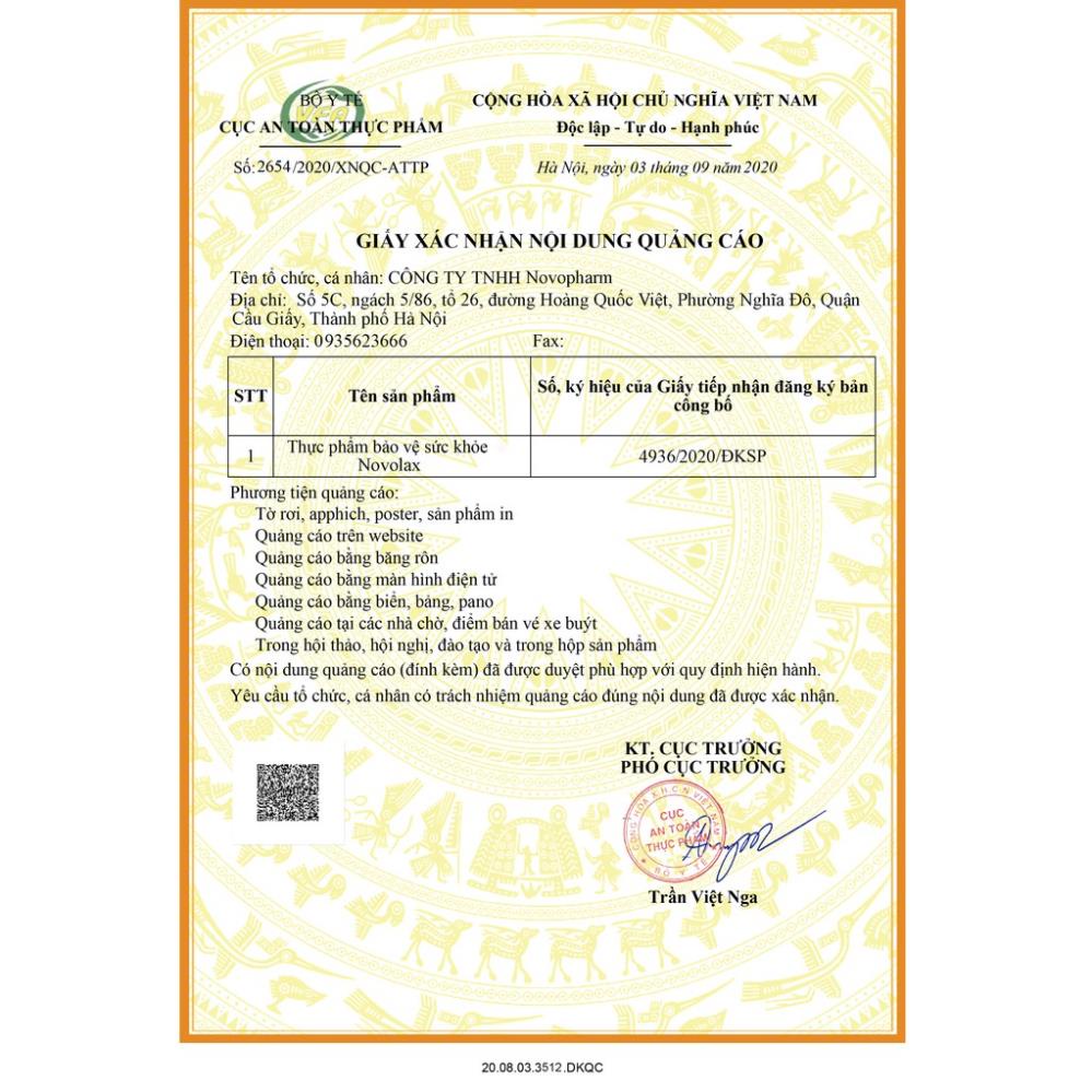 Ống Uống Novolax,Bổ Sung Chất Xơ Cho Mẹ,Bé,Phụ Nữ Có Thai Giảm Táo Bón,Tiêu Hóa Tốt.