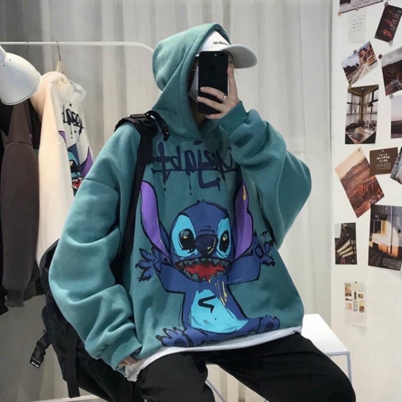 Áo Hoodie Nam Nữ Unisex - Chuột Stitch ulzzang- Chất Liệu Nỉ Bông Lót Lông Nhẹ