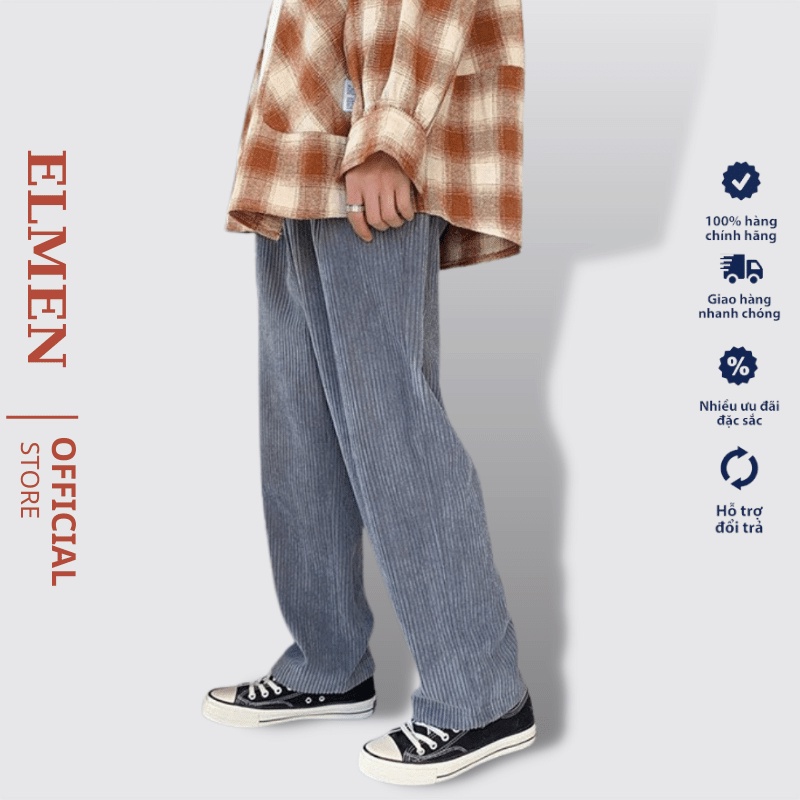 Quần Ống Suông Nam Nữ Ulzzang Nhung Tăm Form Suông Rộng Unisex
