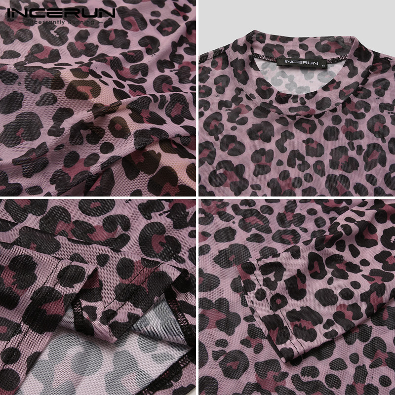 Áo Thun INCERUN Tay Dài Họa Tiết Da Báo Dành Cho Nam | BigBuy360 - bigbuy360.vn