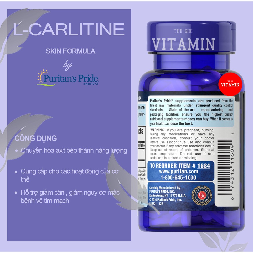 Giảm cân không tác dụng phụ L-Carnitine 500mg 60 viên