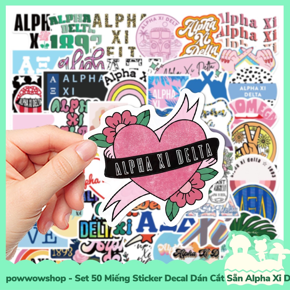 [Sẵn VN - Hỏa Tốc] Set 50 Miếng Sticker Decal Cắt Sẵn DIY Dán Trang Trí Vật Dụng Mẫu Alpha Xi Delta