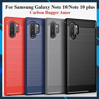 Ốp lưng dẻo Samsung Galaxy Note 10 / Note 10 Plus vân sợi cacbon chống sốc Rugger Amor.