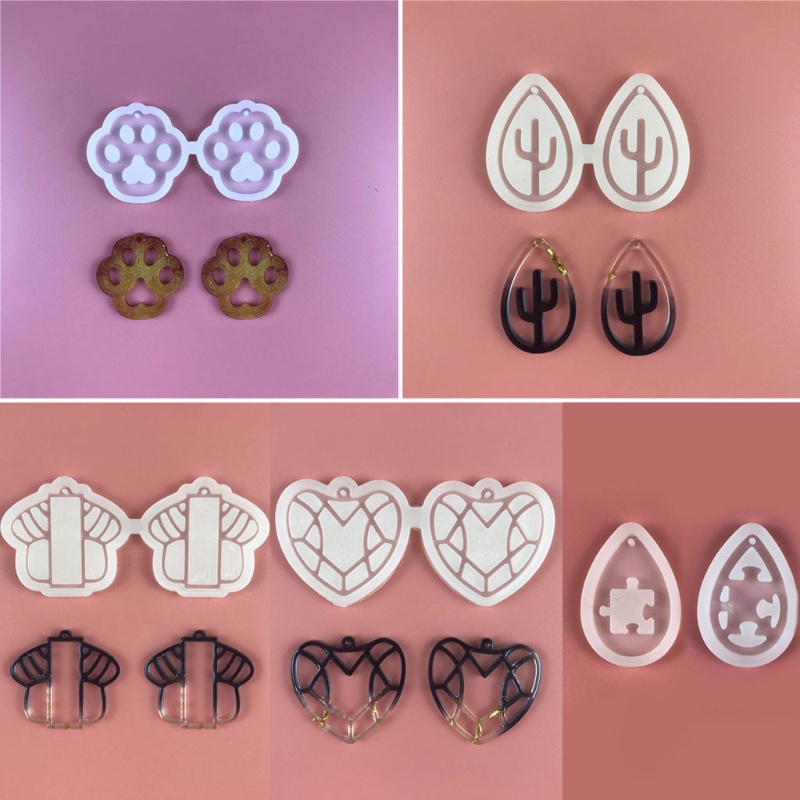 Khuôn Silicone Làm Bông Tai Epoxy Pha Lê Hình Đôi Mắt To Thời Trang DIY