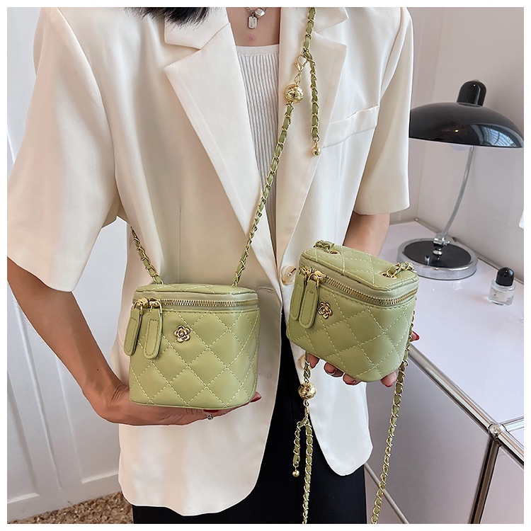 IELGY Túi Đeo Vai Hình Vuông Cỡ Nhỏ Họa Tiết Hình Thoi Phối Dây Xích Thời Trang Cho Nữ