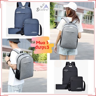Balo nam chất vải polyester cao cấp set 3 trong 1