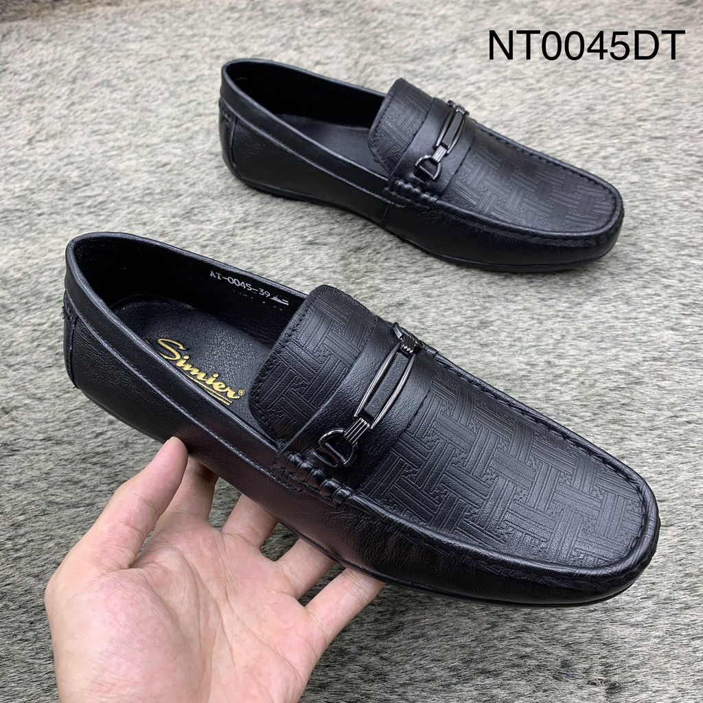 Giầy lười nam da bò loại đẹp in sần trẻ trung nam tính, giầy lười phong cách Hàn Quốc
