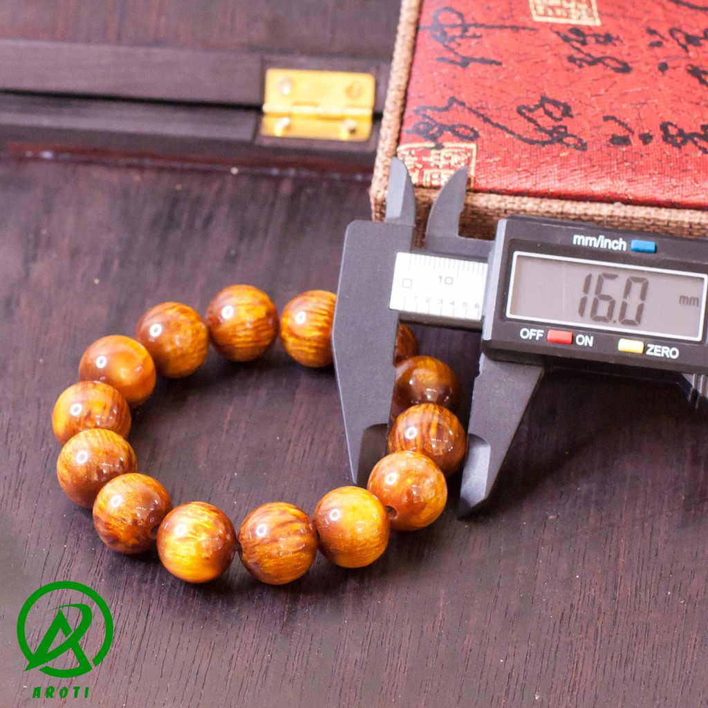 Vòng phong thủy gỗ hải liễu 16 ly - Hợp mệnh Kim - Thủy - Mộc V204-16(HL)- Kèm Vòng Gỗ Huyết Long