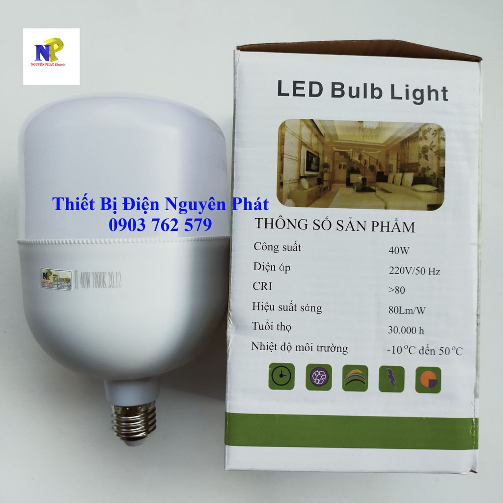 Bóng Đèn Led 40W E27 Kín Nước (Ánh sáng trắng/vàng) - Tiết Kiệm Năng Lượng