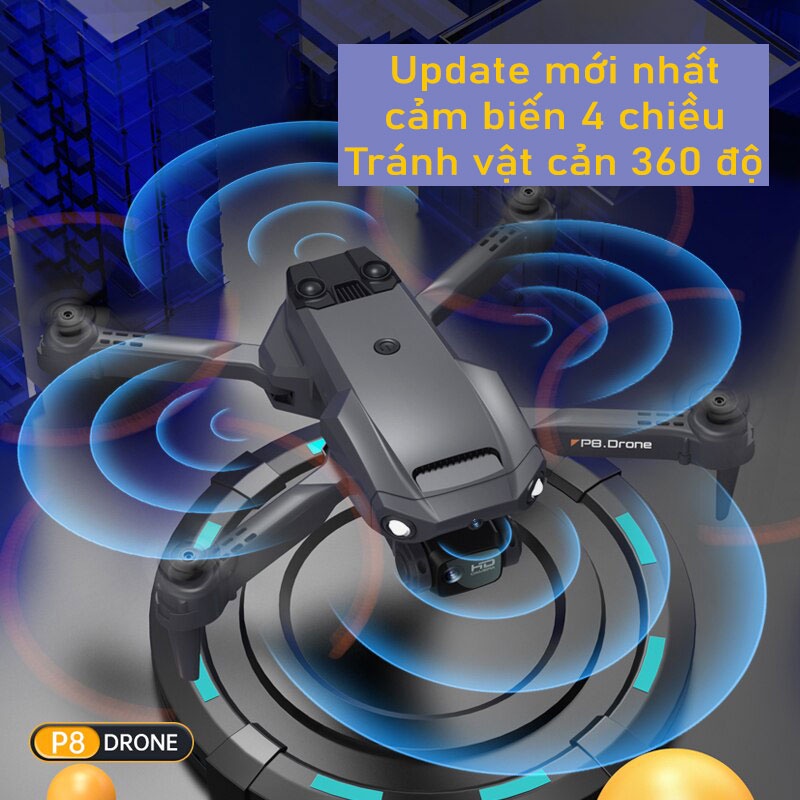 🎁Tặng túi đựng🎁 Máy bay flycam mini P8-GPS 2 camera HD kết nối wifi, Flycam mini trang bị động cơ không chổi than