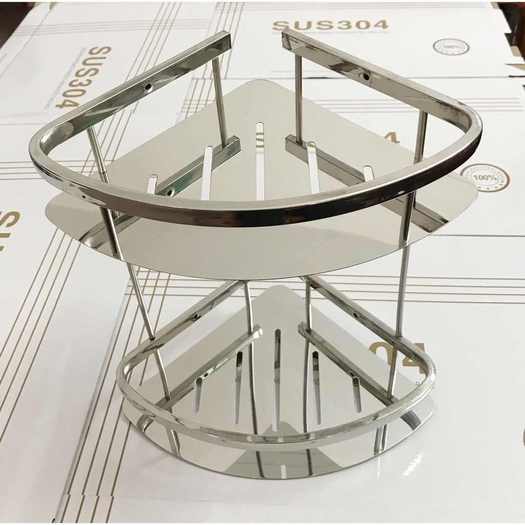 Kệ đựng đồ nhà tắm, nhà bếp 2 tầng đa năng inox 304 sang trọng cao cấp bề mặt sáng bóng | BigBuy360 - bigbuy360.vn