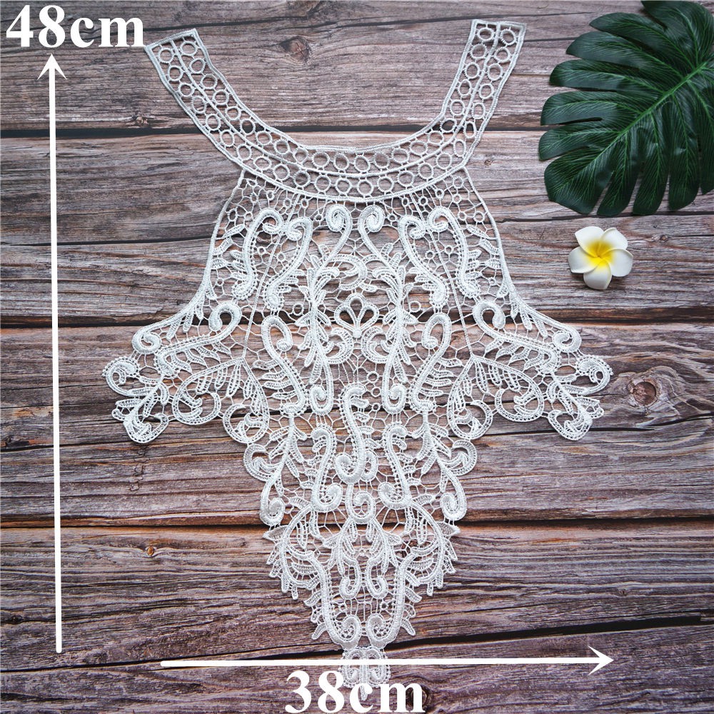 Vải Ren Thêu Hoa May Cổ Áo Cho Cô Dâu