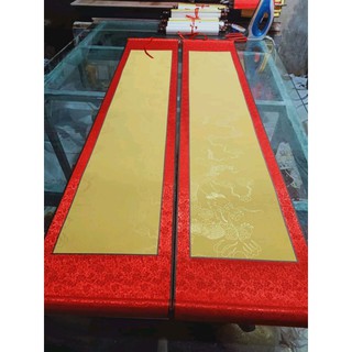 Giấy biểu lụa viết thư pháp 100k/cặp câu đối kt 23*120