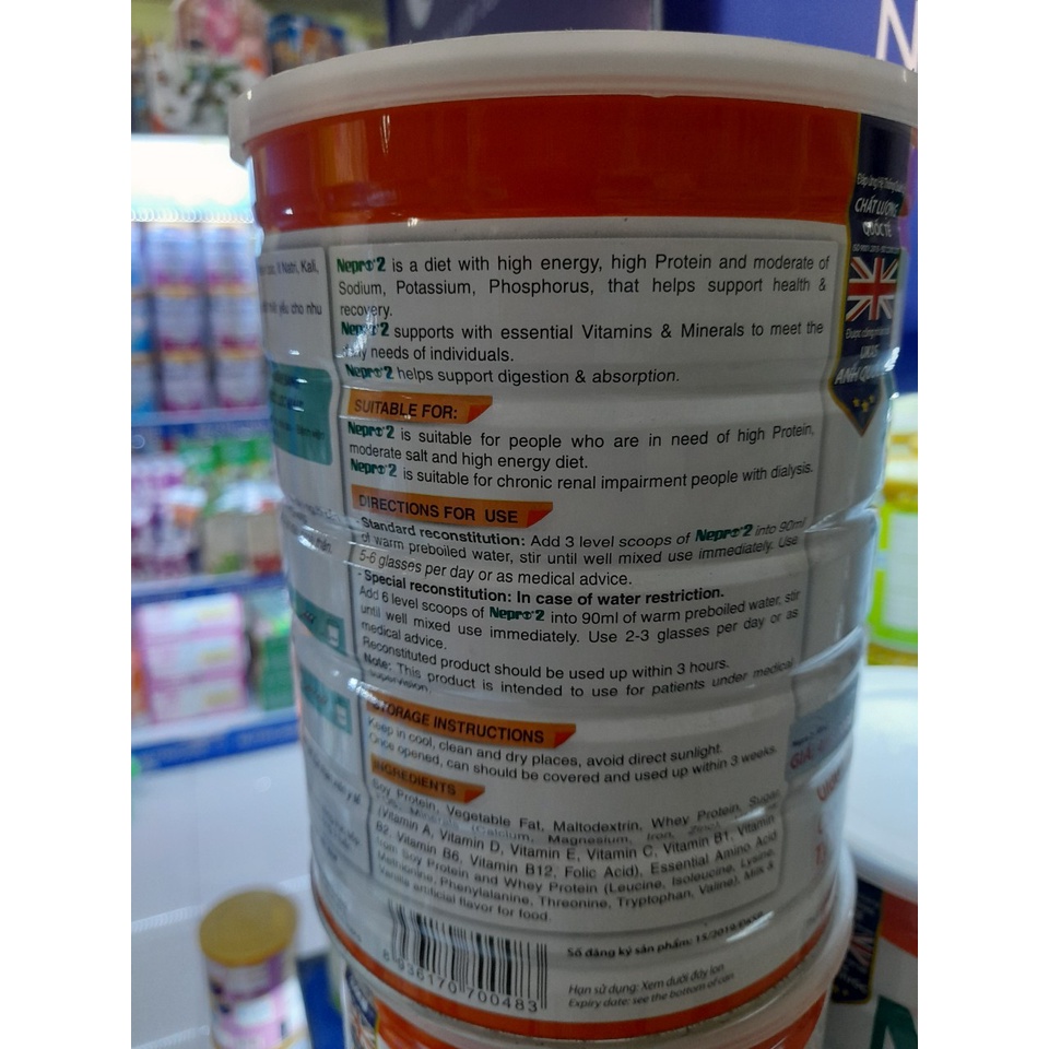 Lon Sữa 900g Nepro 2 Vitadairy Giàu Protein Dành Cho Người Thận Có Lọc Máu Ngoài Thận