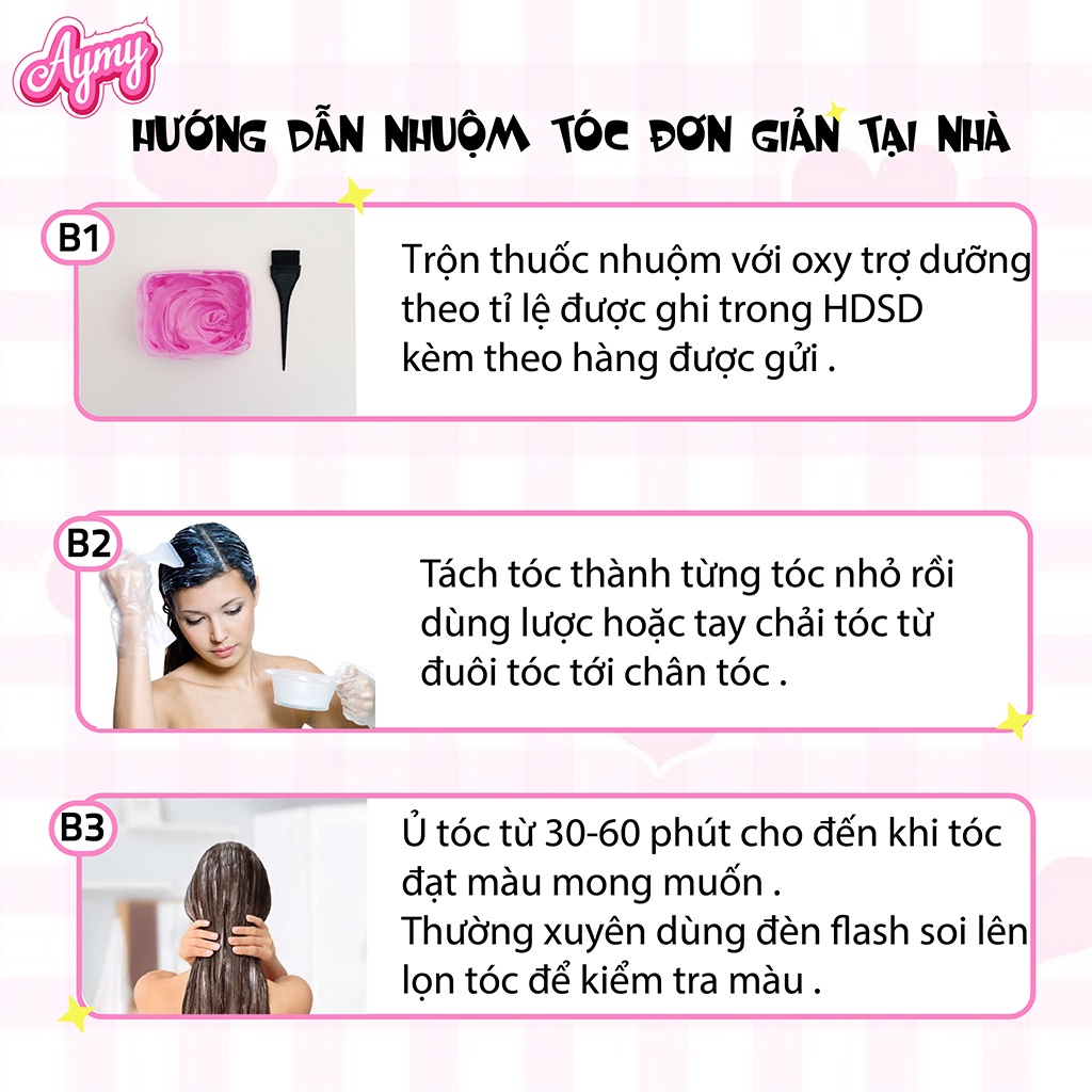 Thuốc Nhuộm Tóc Màu NÂU HỒNG ĐÀO/ NÂU HỒNG Không Tẩy | Chuẩn Chính Hãng Tại Nhà Aymy