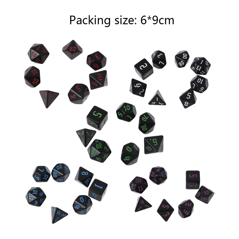 Set 7 viên xí ngầu đa diện bằng nhựa resin để bàn DND RPG MTG