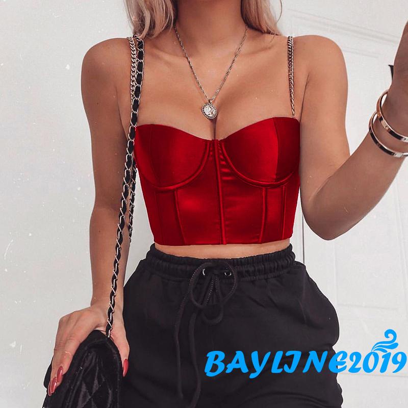 Áo Lửng Hai Dây Có Đệm Mút Màu Sắc Trơn Quyến Rũ Dành Cho Nữ