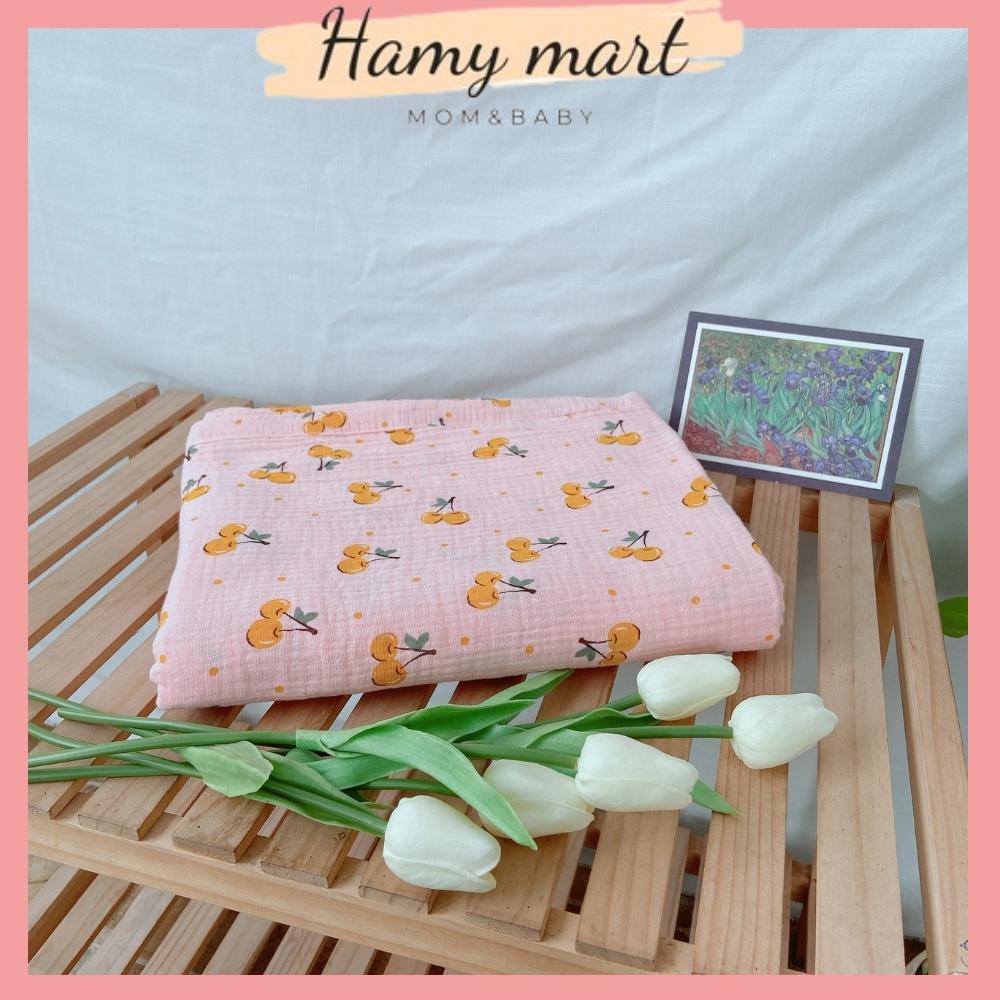 Chăn xô muslin cao cấp organic Hamymart 4 lớp cho bé thấm hút nhanh, không gây kích ứng da