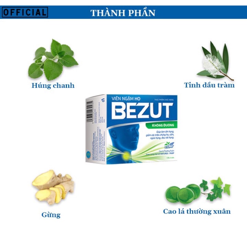 Viên Ngậm Thảo Dược BEZUT ( Hộp 5vĩ x 4 viên )