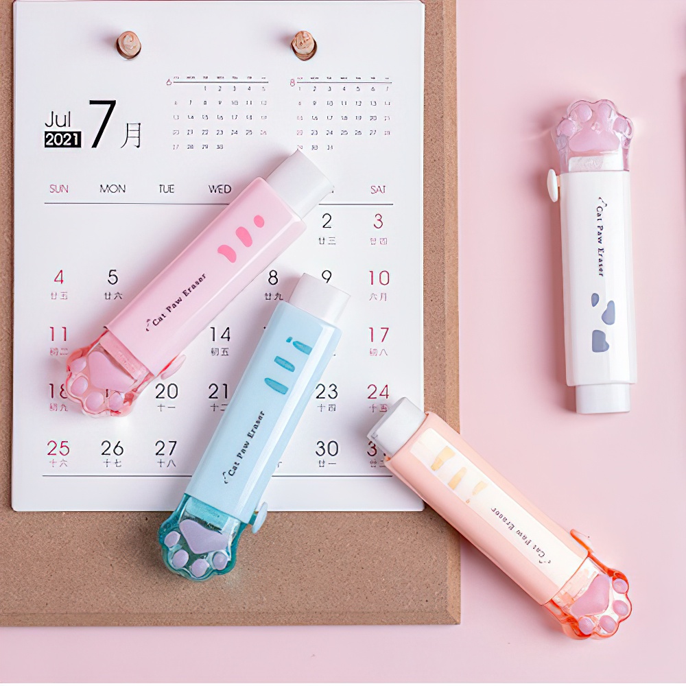 Cục Tẩy Hình Dấu Chân Mèo Dễ Thương Sáng Tạo Có Thể Thu Gọn