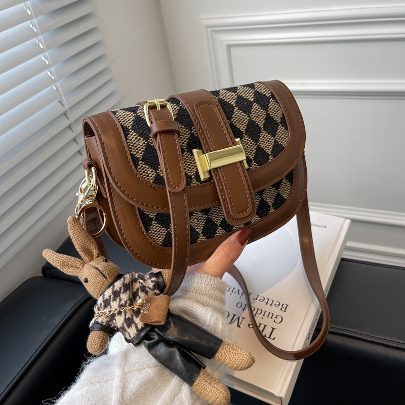 Túi đeo chéo vai IELGY họa tiết hình thoi nhỏ nhắn thời trang phổ biến